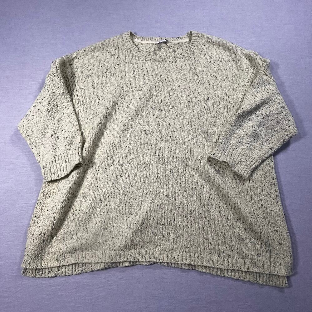 J Jill Womens XL Green Multicolor Speckled Confetti Cozy Sweater Knit